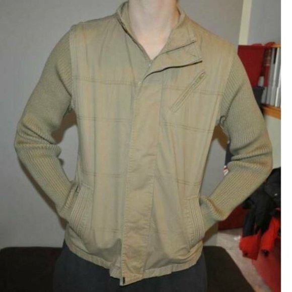 *Field Jacket Levis Beige Large California Mock Layer Sweater Sleeve Zip Front